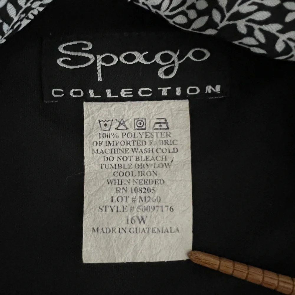 Vintage Spago Collection Blouse Women's 16W Button Up Short Sleeve Leaf Print - Picture 5 of 8